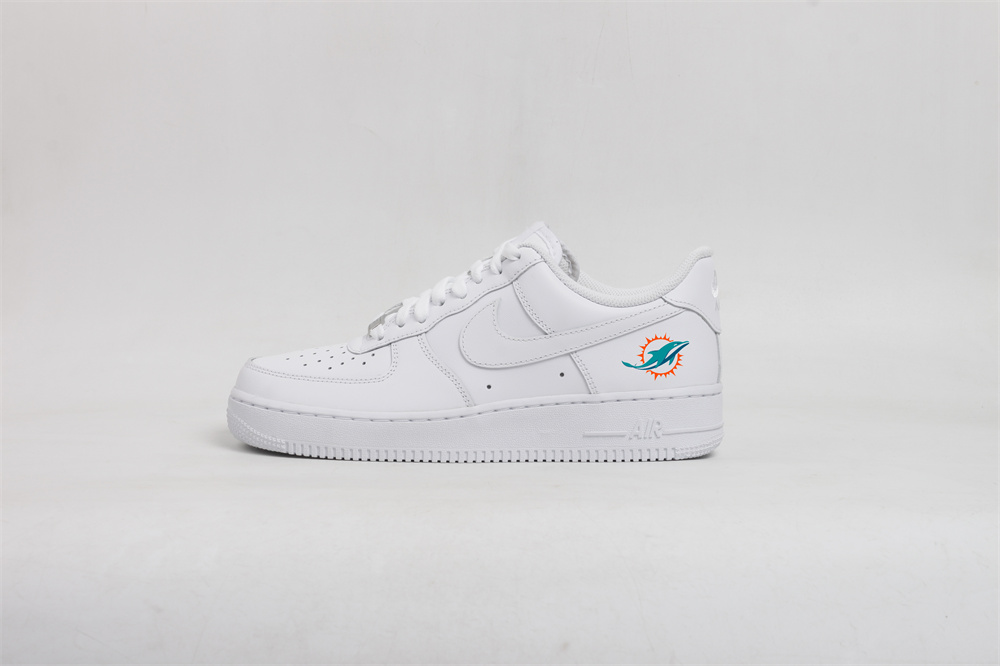 Women's Miami Dolphins Air Force 1 White Shoes 001 Women's Miami Dolphins Air Force 1 White Shoes 001