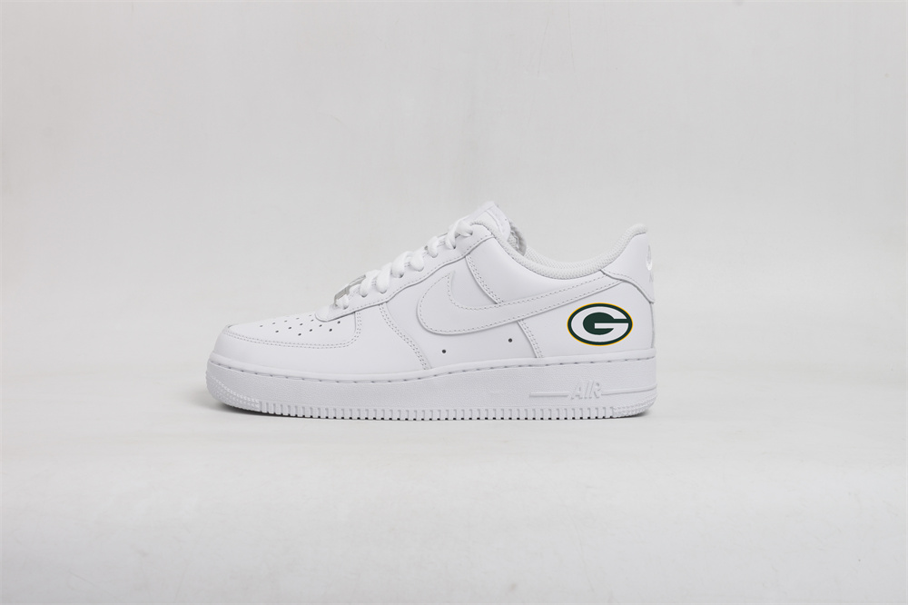Women's Green Bay Packers Air Force 1 White Shoes 001 Women's Green Bay Packers Air Force 1 White Shoes 001