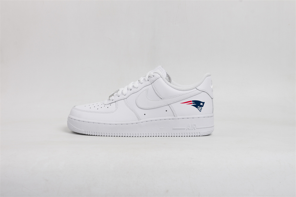 Women's New England Patriots Air Force 1 White Shoes 001 Women's New England Patriots Air Force 1 White Shoes 001