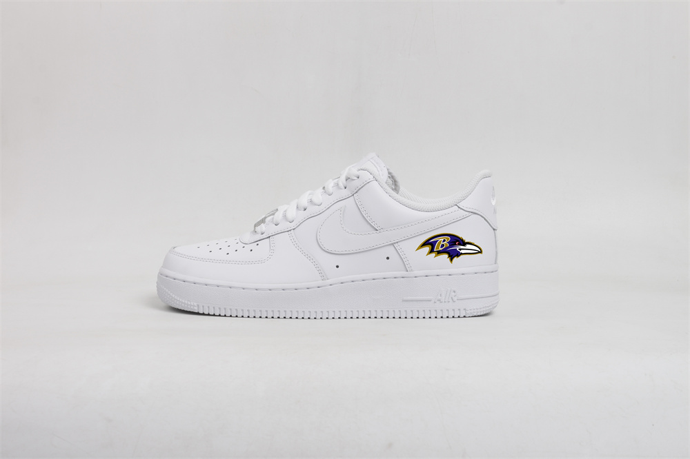 Women's Baltimore Ravens Air Force 1 White Shoes 001 Women's Baltimore Ravens Air Force 1 White Shoes 001