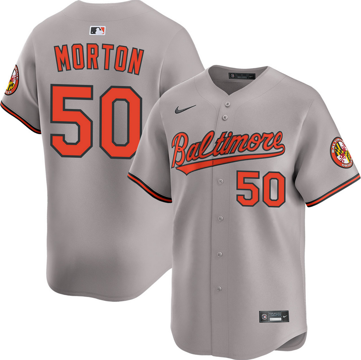 Men's Baltimore Orioles #50 Charlie Morton Grey 2025 Limited Stitched Baseball Jersey Men's Baltimore Orioles #50 Charlie Morton Grey 2025 Limited Stitched Baseball Jersey