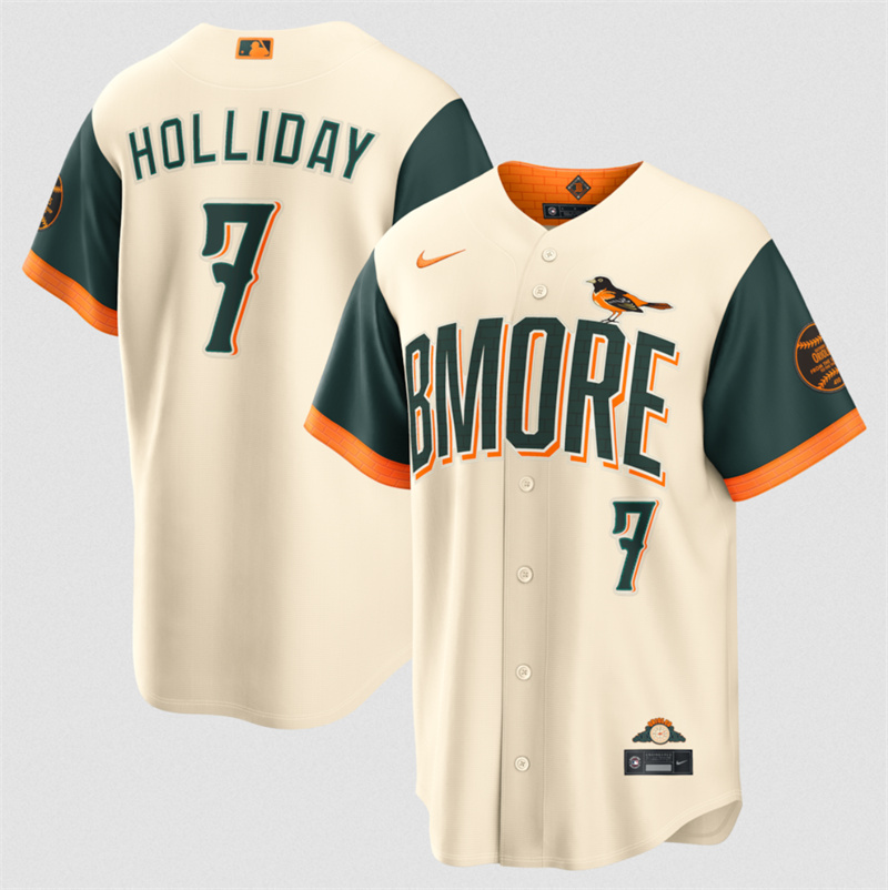 Men's Baltimore Orioles #7 Jackson Holliday Natural 2026 City Connect Stadium Stitched Baseball Jersey Men's Baltimore Orioles #7 Jackson Holliday Natural 2026 City Connect Stadium Stitched Baseball Jersey