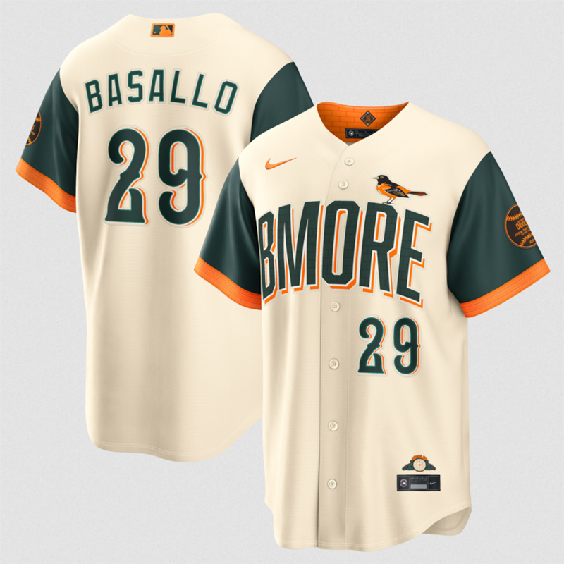 Men's Baltimore Orioles #29 Samuel Basallo Natural 2026 City Connect Stadium Stitched Baseball Jersey Men's Baltimore Orioles #29 Samuel Basallo Natural 2026 City Connect Stadium Stitched Baseball Jersey