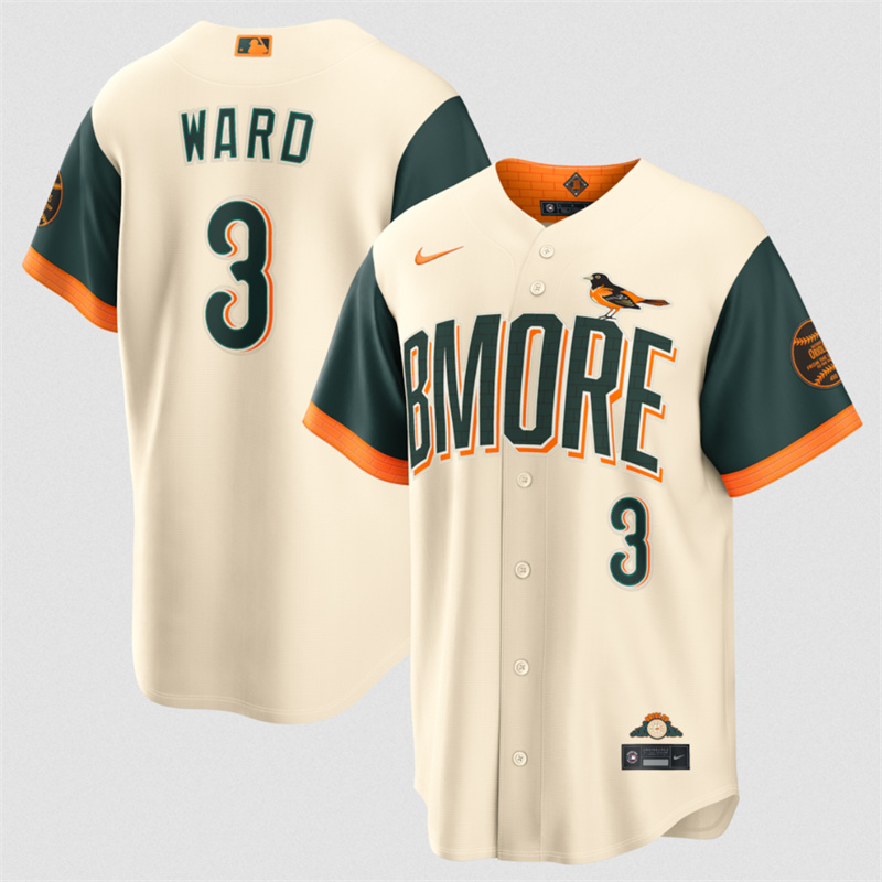 Men's Baltimore Orioles #3 Taylor Ward Natural 2026 City Connect Stadium Stitched Baseball Jersey Men's Baltimore Orioles #3 Taylor Ward Natural 2026 City Connect Stadium Stitched Baseball Jersey