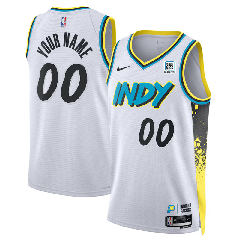 Men's Indiana Pacers Active Player Custom White 2024/25 City Edition Stitched Basketball Jersey
