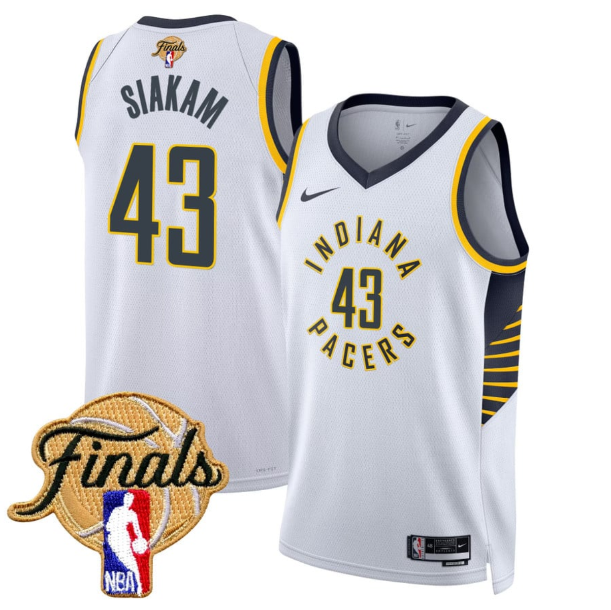Men's Indiana Pacers #43 Pascal Siakam White 2025 Finals Association Edition Stitched Basketball Jersey Men's Indiana Pacers #43 Pascal Siakam White 2025 Finals Association Edition Stitched Basketball Jersey