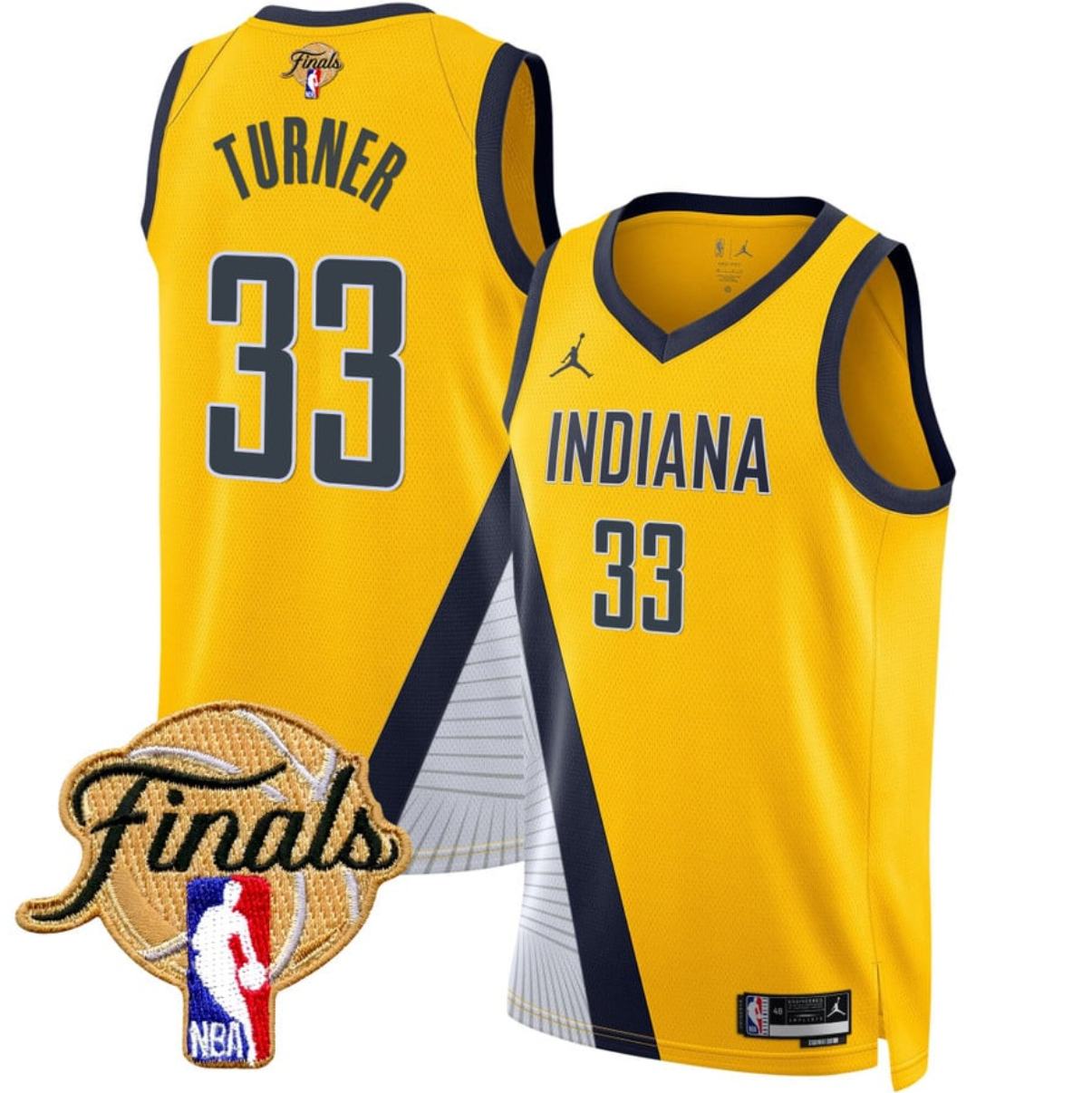 Men's Indiana Pacers #33 Myles Turner Yellow 2025 Finals Statement Edition Stitched Basketball Jersey Men's Indiana Pacers #33 Myles Turner Yellow 2025 Finals Statement Edition Stitched Basketball Jersey
