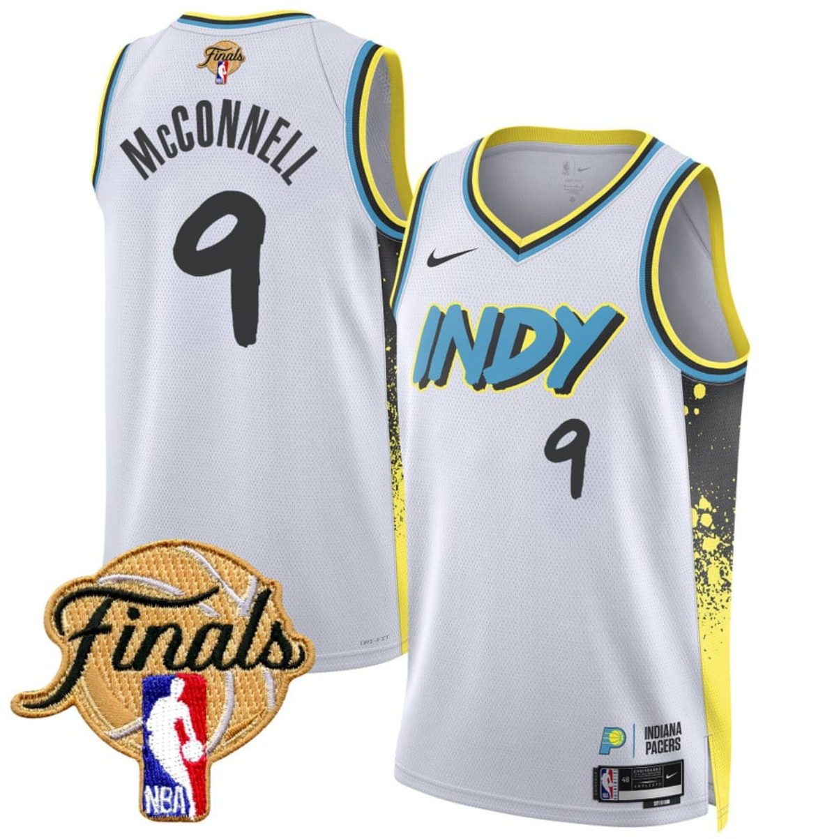 Men's Indiana Pacers #9 T.J. McConnell White 2024/25 City Edition Stitched Basketball Jersey Men's Indiana Pacers #9 T.J. McConnell White 2024/25 City Edition Stitched Basketball Jersey