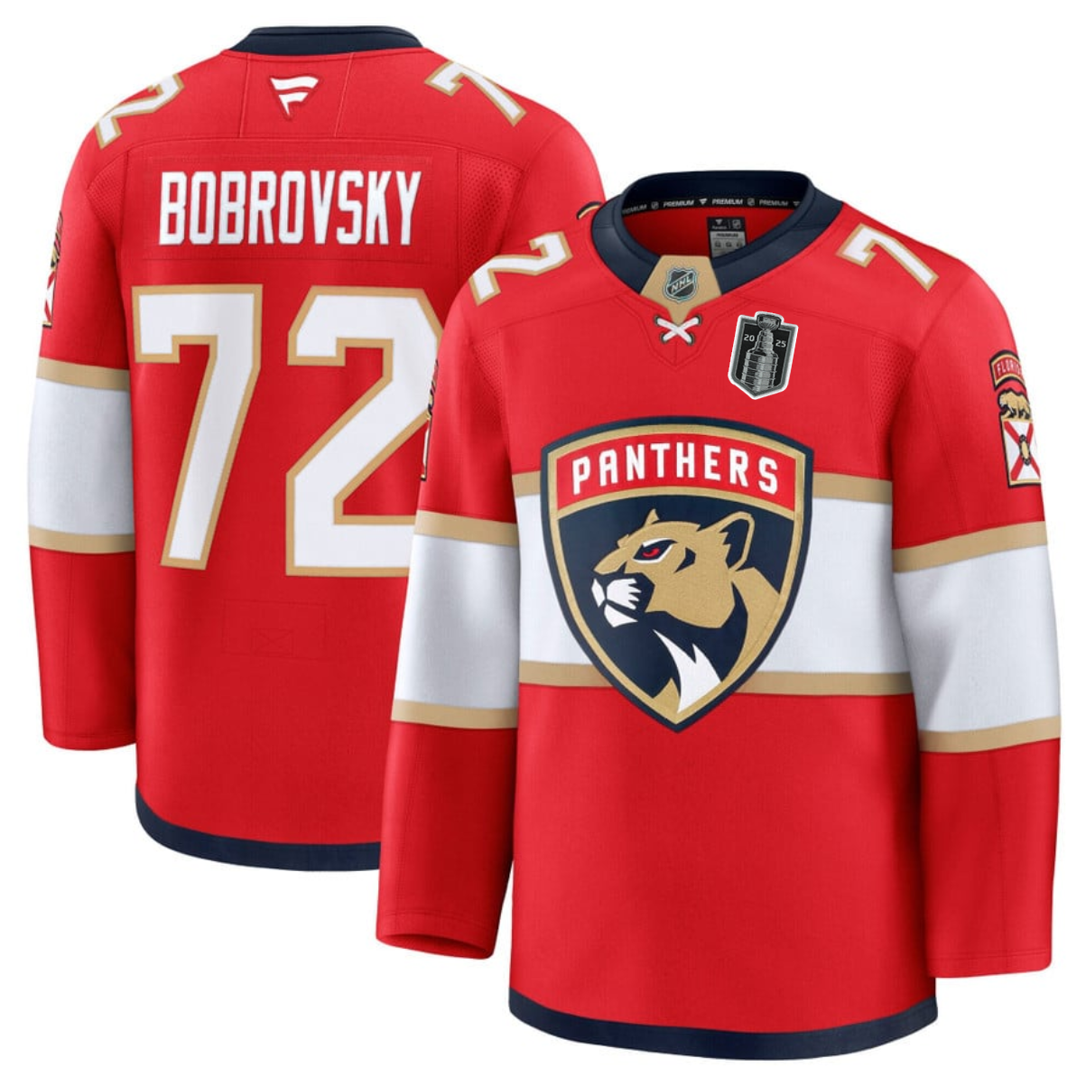 Men's Florida Panthers #72 Sergei Bobrovsky Red 2025 Stanley Cup Final Patch Stitched Hockey Jersey Men's Florida Panthers #72 Sergei Bobrovsky Red 2025 Stanley Cup Final Patch Stitched Hockey Jersey