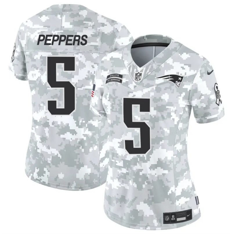 Women's New England Patriots #5 Jabrill Peppers 2024 F.U.S.E Arctic Camo Salute to Service Limited Stitched Jersey(Run Small) Women's New England Patriots #5 Jabrill Peppers 2024 F.U.S.E Arctic Camo Salute to Service Limited Stitched Jersey(Run Small)