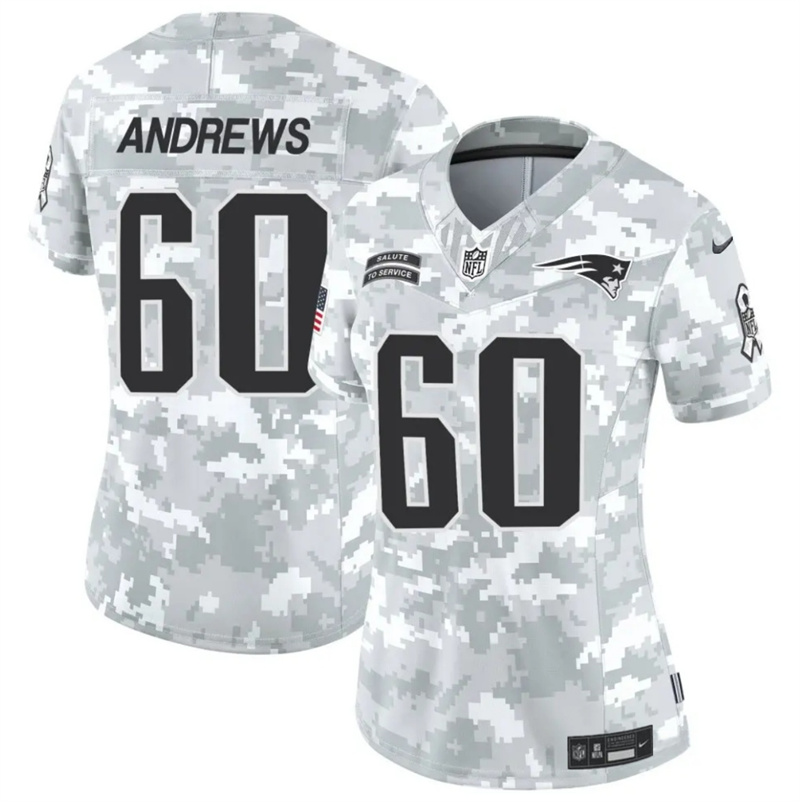 Women's New England Patriots #60 David Andrews 2024 F.U.S.E Arctic Camo Salute to Service Limited Stitched Jersey(Run Small) Women's New England Patriots #60 David Andrews 2024 F.U.S.E Arctic Camo Salute to Service Limited Stitched Jersey(Run Small)