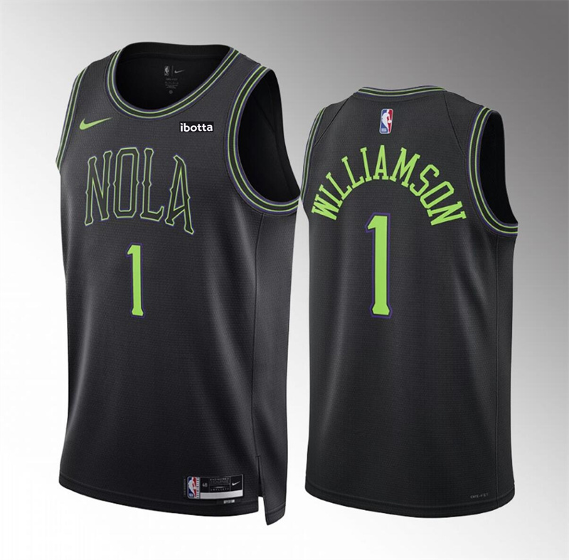 Men's New Orleans Pelicans #1 Zion Williamson Black City Edition Stitched Basketball Jersey Men's New Orleans Pelicans #1 Zion Williamson Black City Edition Stitched Basketball Jersey