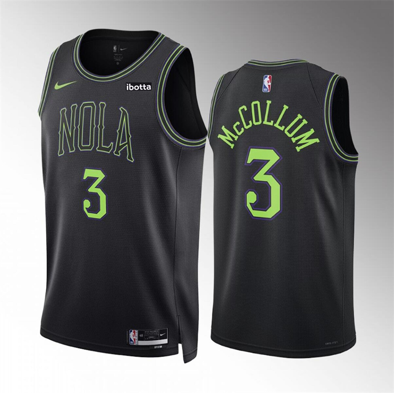 Men's New Orleans Pelicans #3 C.J. McCollum Black City Edition Stitched Basketball Jersey Men's New Orleans Pelicans #3 C.J. McCollum Black City Edition Stitched Basketball Jersey