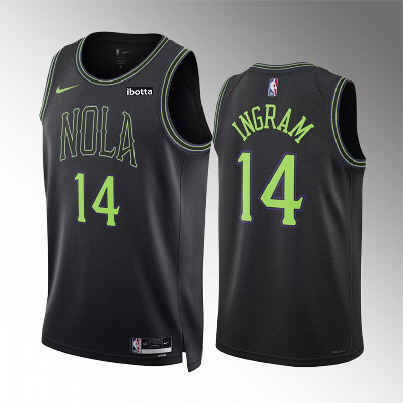 Men's New Orleans Pelicans #14 Brandon Ingram Black City Edition Stitched Basketball Jersey Men's New Orleans Pelicans #14 Brandon Ingram Black City Edition Stitched Basketball Jersey