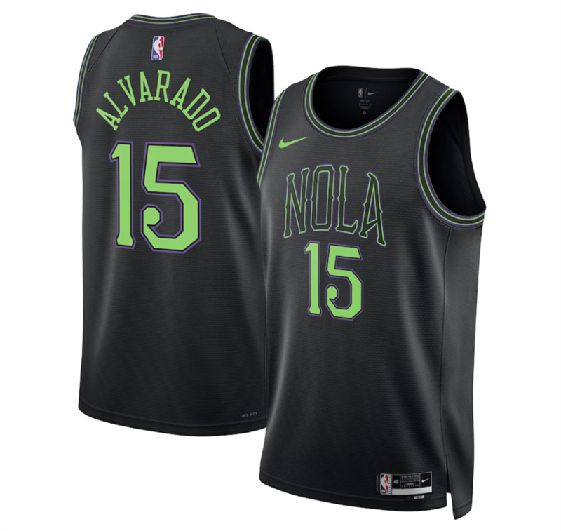Men's New Orleans Pelicans #15 Jose Alvarado Black 2025/26 City Ediiton Stitched Basketball Jersey