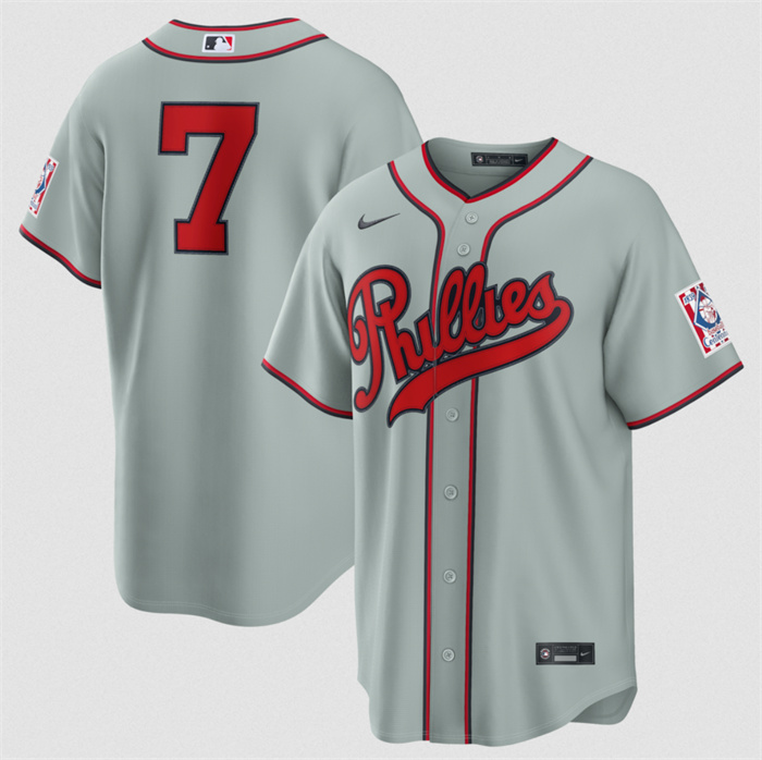 Men's Philadelphia Phillies #7 Trea Turner Gray 2026 Field of Dreams Stadium Stitched Baseball Jersey