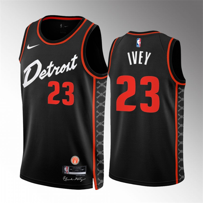 Men's Detroit Pistons #23 Jaden Ivey Black 2023/24 City Edition Stitched Basketball Jersey Men's Detroit Pistons #23 Jaden Ivey Black 2023/24 City Edition Stitched Basketball Jersey