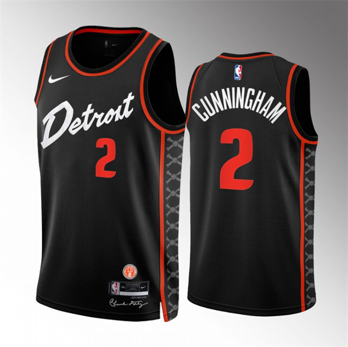 Men's Detroit Pistons #2 Cade Cunningham Black 2023/24 City Edition Stitched Basketball Jersey Men's Detroit Pistons #2 Cade Cunningham Black 2023/24 City Edition Stitched Basketball Jersey