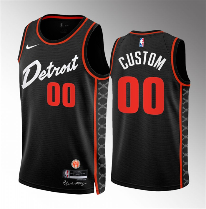 Men's Detroit Pistons Active Player Custom Black 2023/24 City Edition Stitched Basketball Jersey Men's Detroit Pistons Active Player Custom Black 2023/24 City Edition Stitched Basketball Jersey