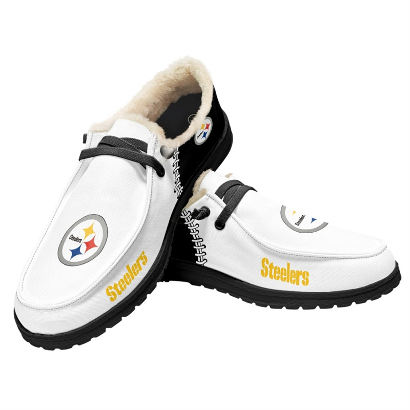 Women's Pittsburgh Steelers Loafers Lace Up Fuzzy Lined Shoes 001 (Pls check description for details)