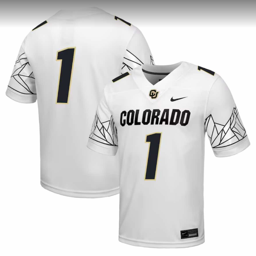 Men's Colorado Buffaloes #1 White Stitched Football Jersey Men's Colorado Buffaloes #1 White Stitched Football Jersey