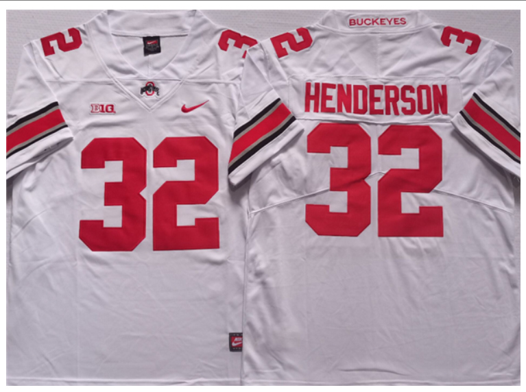 Men's Ohio State Buckeyes #32 HENDERSON White Stitched Jersey Men's Ohio State Buckeyes #32 HENDERSON White Stitched Jersey