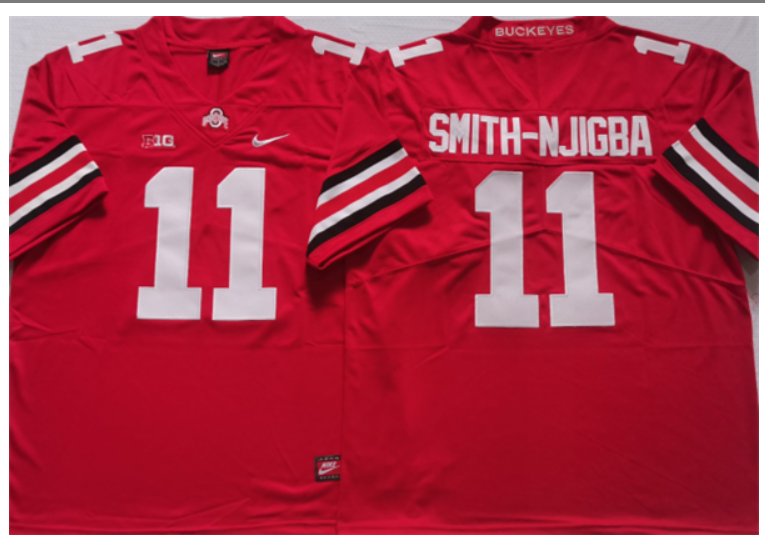 Men's Ohio State Buckeyes #11 SMITH-NJIGBA Red Stitched Jersey Men's Ohio State Buckeyes #11 SMITH-NJIGBA Red Stitched Jersey
