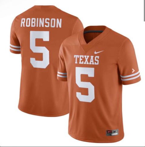 Men's Texas Longhorns #5 Robinson Orange Stitched Jersey Men's Texas Longhorns #5 Robinson Orange Stitched Jersey