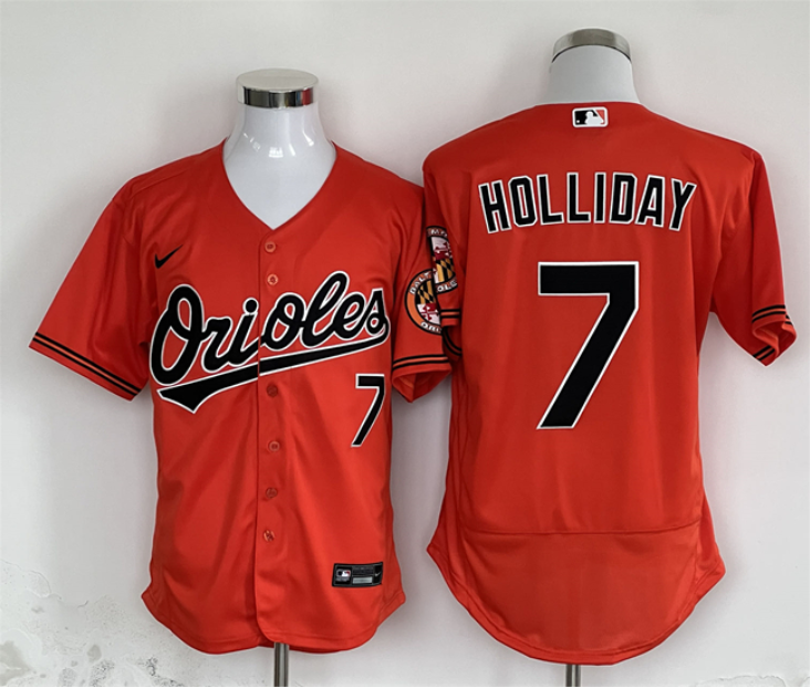 Men's Baltimore Orioles #7 Jackson Holliday Orange Flex Base Stitched Baseball Jersey Men's Baltimore Orioles #7 Jackson Holliday Orange Flex Base Stitched Baseball Jersey
