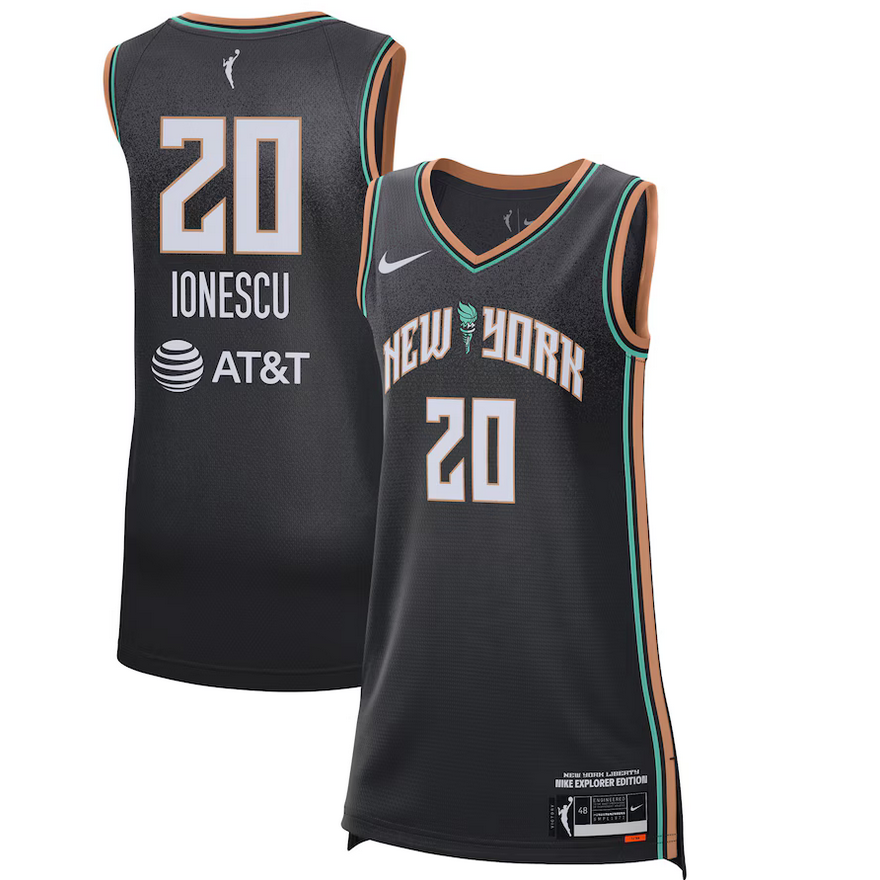 Women New York Liberty #20 Sabrina Ionescu Black Explorer Edition Stitched Jersey Women New York Liberty #20 Sabrina Ionescu Black Explorer Edition Stitched Jersey