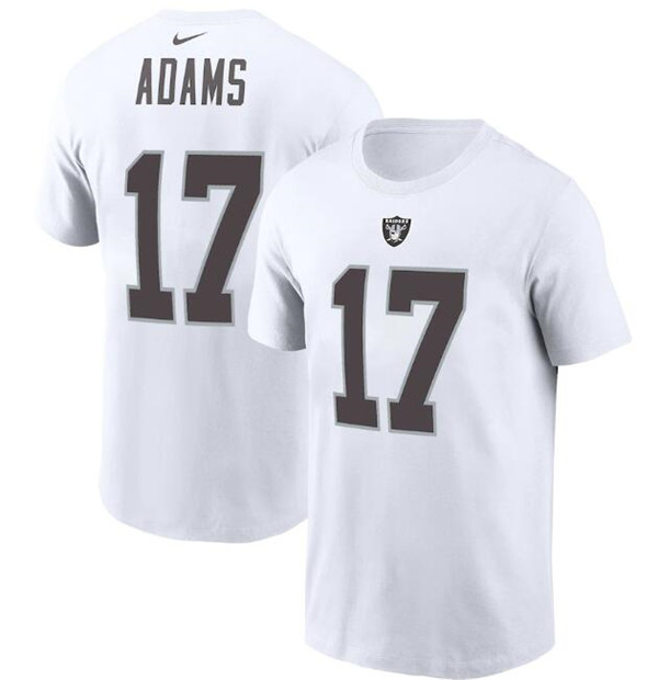 Men's Las Vegas Raiders #17 Davante Adams 2022 White Name & Number T-Shirt Men's Las Vegas Raiders #17 Davante Adams 2022 White Name & Number T-Shirt