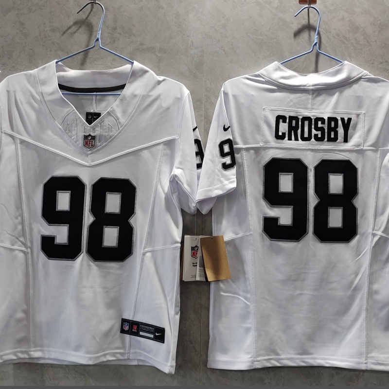 Youth Las Vegas Raiders #98 Maxx Crosby White 2025 F.U.S.E. Vapor Untouchable Limited Stitched Football Jersey