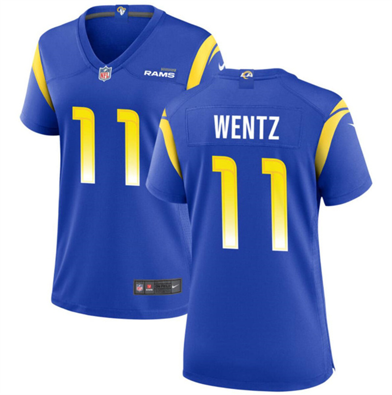 Women's Los Angeles Rams #11 Carson Wentz Blue Stitched Jersey(Run Small) Women's Los Angeles Rams #11 Carson Wentz Blue Stitched Jersey(Run Small)