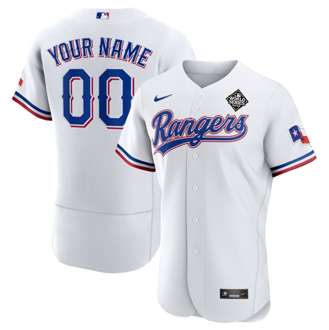 Men's Texas Rangers Customized White 2023 World Series City Connect Flex Base Stitched Baseball Jersey Men's Texas Rangers Customized White 2023 World Series City Connect Flex Base Stitched Baseball Jersey