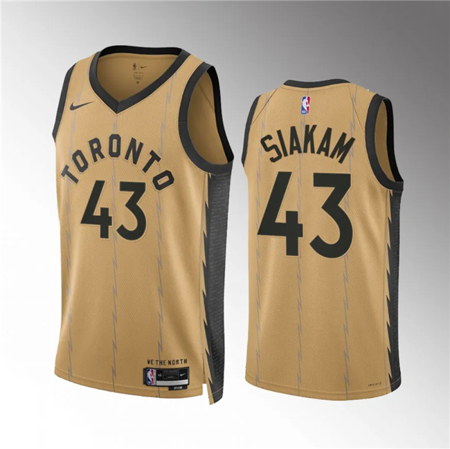 Men's Toronto Raptors #43 Pascal Siakam Gold 2023/24 City Edition Stitched Basketball Jersey Men's Toronto Raptors #43 Pascal Siakam Gold 2023/24 City Edition Stitched Basketball Jersey
