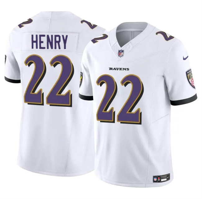 Youth Baltimore Ravens #22 Derrick Henry White 2023 F.U.S.E. Stitched Game Jersey Youth Baltimore Ravens #22 Derrick Henry White 2023 F.U.S.E. Stitched Game Jersey