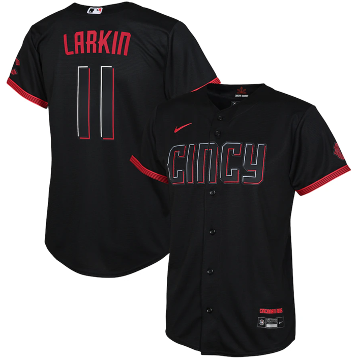 Youth Cincinnati Reds #11 Barry Larkin Black 2023 City Connect Stitched Baseball Jersey Youth Cincinnati Reds #11 Barry Larkin Black 2023 City Connect Stitched Baseball Jersey