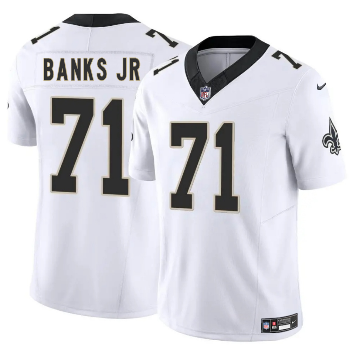 Youth New Orleans Saints #71 Kelvin Banks Jr White 2025 Draft F.U.S.E Vapor Limited Stitched Football Jersey Youth New Orleans Saints #71 Kelvin Banks Jr White 2025 Draft F.U.S.E Vapor Limited Stitched Football Jersey