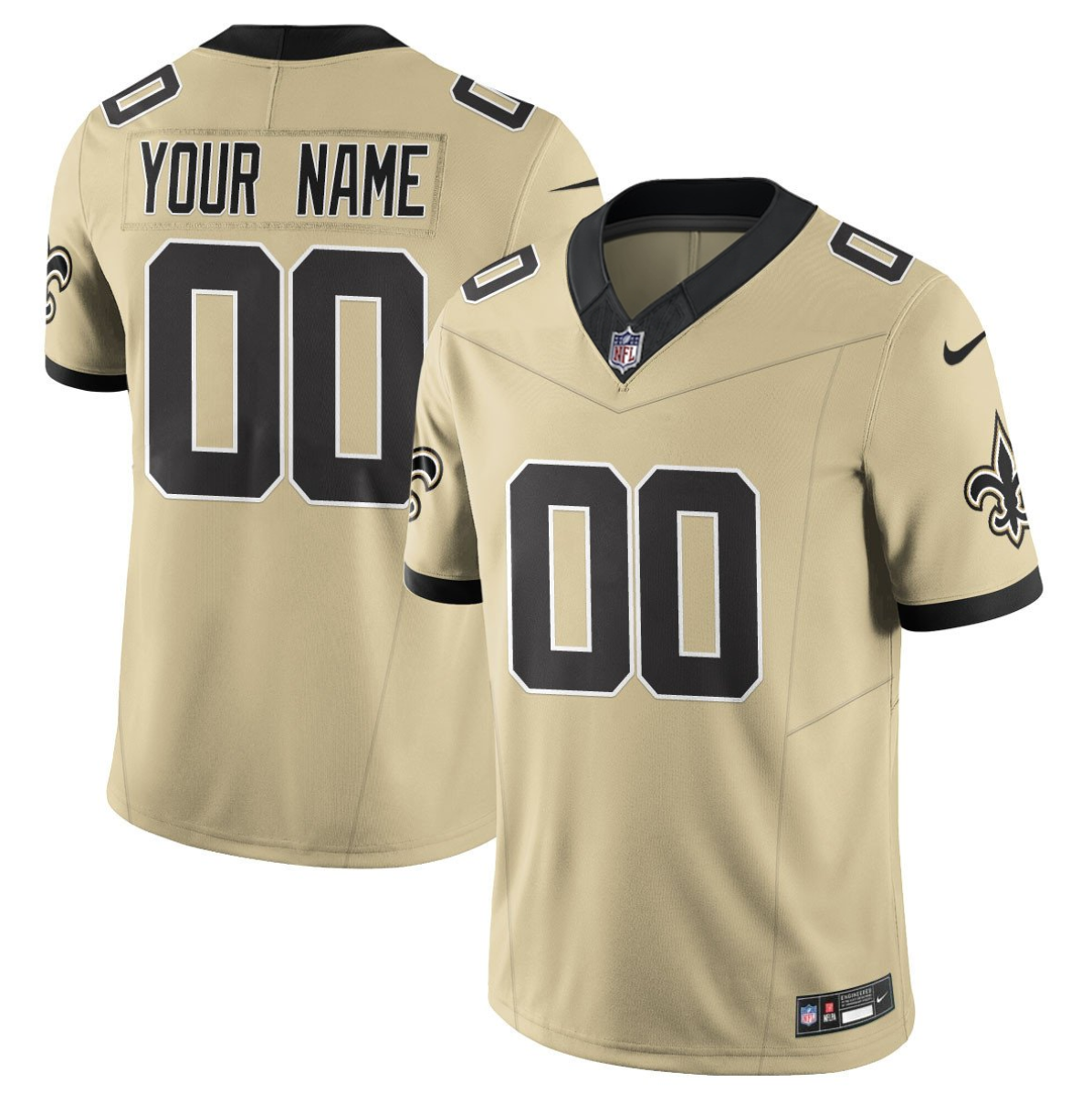 Men's New Orleans Saints Active Player Custom Gold 2025 F.U.S.E. Alternate Vapor Limited Stitched Football Jersey Men's New Orleans Saints Active Player Custom Gold 2025 F.U.S.E. Alternate Vapor Limited Stitched Football Jersey