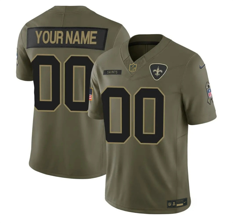 Youth New Orleans Saints Active Player Custom Olive 2025 F.U.S.E. Salute to Service Limited Stitched Football Jersey