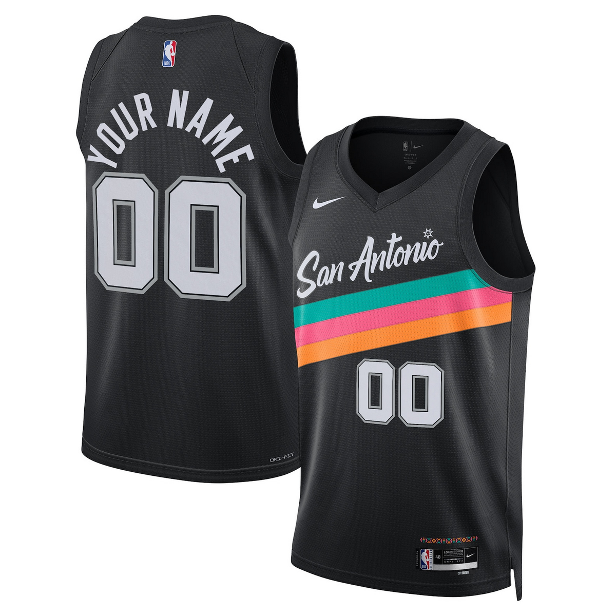 Men's San Antonio Spurs Active Player Custom Black 2025/26 City Edition Stitched Basketball Jersey Men's San Antonio Spurs Active Player Custom Black 2025/26 City Edition Stitched Basketball Jersey