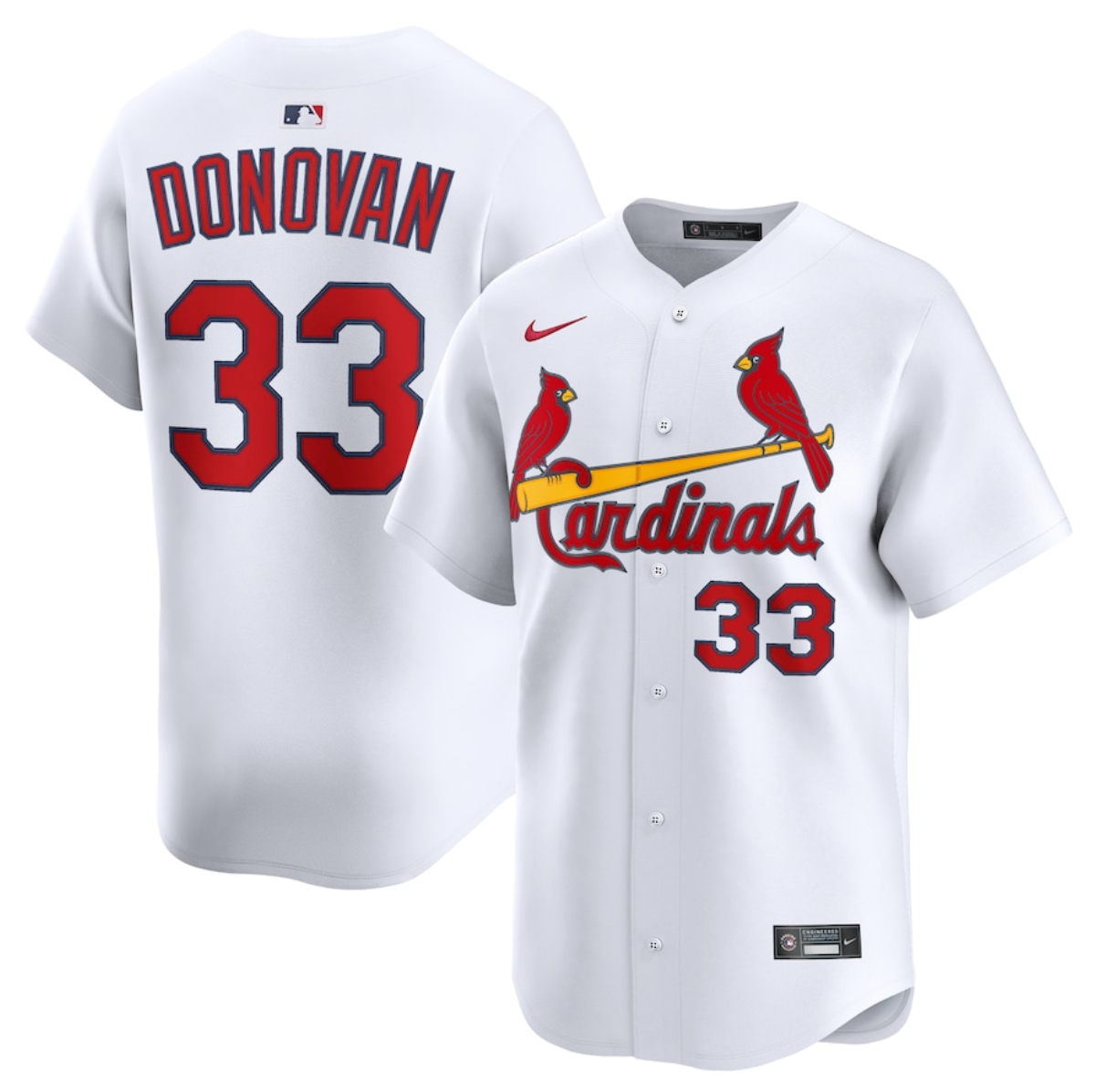 Men's St. Louis Cardinals #33 Brendan Donovan White Home Limited Stitched Baseball Jersey Men's St. Louis Cardinals #33 Brendan Donovan White Home Limited Stitched Baseball Jersey