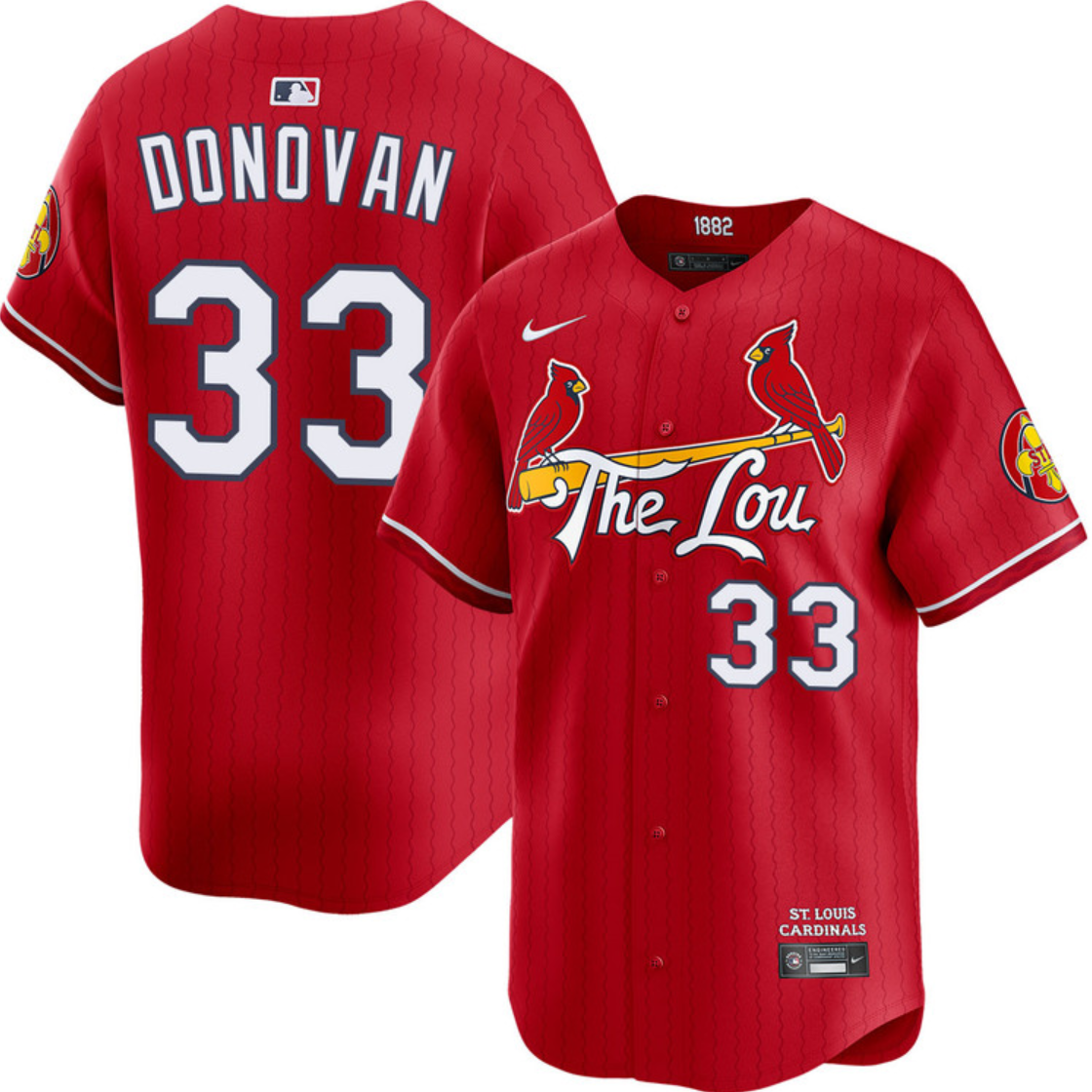 Men's St. Louis Cardinals #33 Brendan Donovan Red 2024 City Connect Limited Stitched Baseball Jersey Men's St. Louis Cardinals #33 Brendan Donovan Red 2024 City Connect Limited Stitched Baseball Jersey