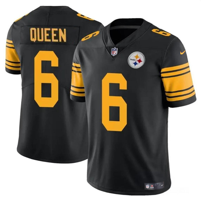 Youth Pittsburgh Steelers #6 Patrick Queen Black Color Rush Limited Stitched Football Jersey Youth Pittsburgh Steelers #6 Patrick Queen Black Color Rush Limited Stitched Football Jersey