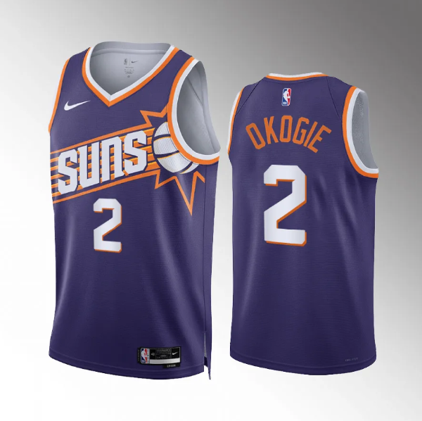 Men's Phoenix Suns #2 Josh Okogie Purple Icon Edition Stitched Basketball Jersey Men's Phoenix Suns #2 Josh Okogie Purple Icon Edition Stitched Basketball Jersey
