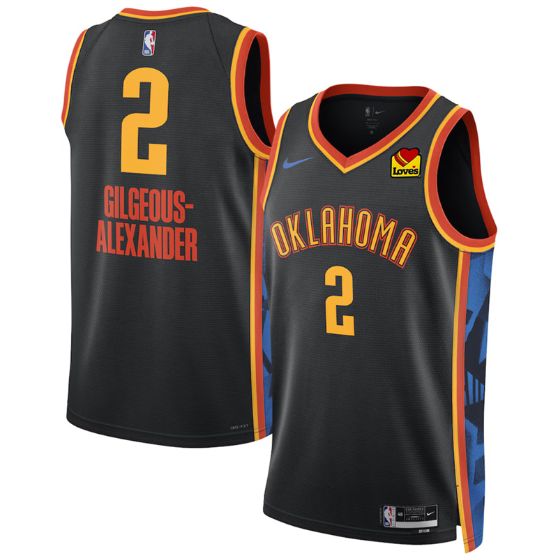 Men's Oklahoma City Thunder #2 Shai Gilgeous-Alexander Black 2024/25 City Edition Stitched Basketball Jersey Men's Oklahoma City Thunder #2 Shai Gilgeous-Alexander Black 2024/25 City Edition Stitched Basketball Jersey