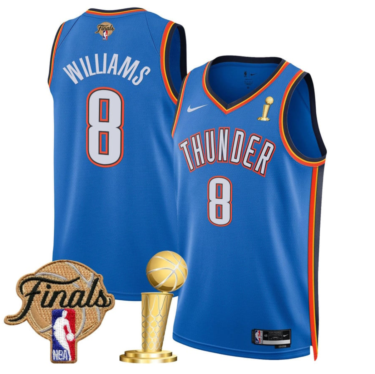Men's Oklahoma City Thunder #8 Jalen Williams Blue 2025 Finals Champions Icon Edition Stitched Basketball Jersey Men's Oklahoma City Thunder #8 Jalen Williams Blue 2025 Finals Champions Icon Edition Stitched Basketball Jersey