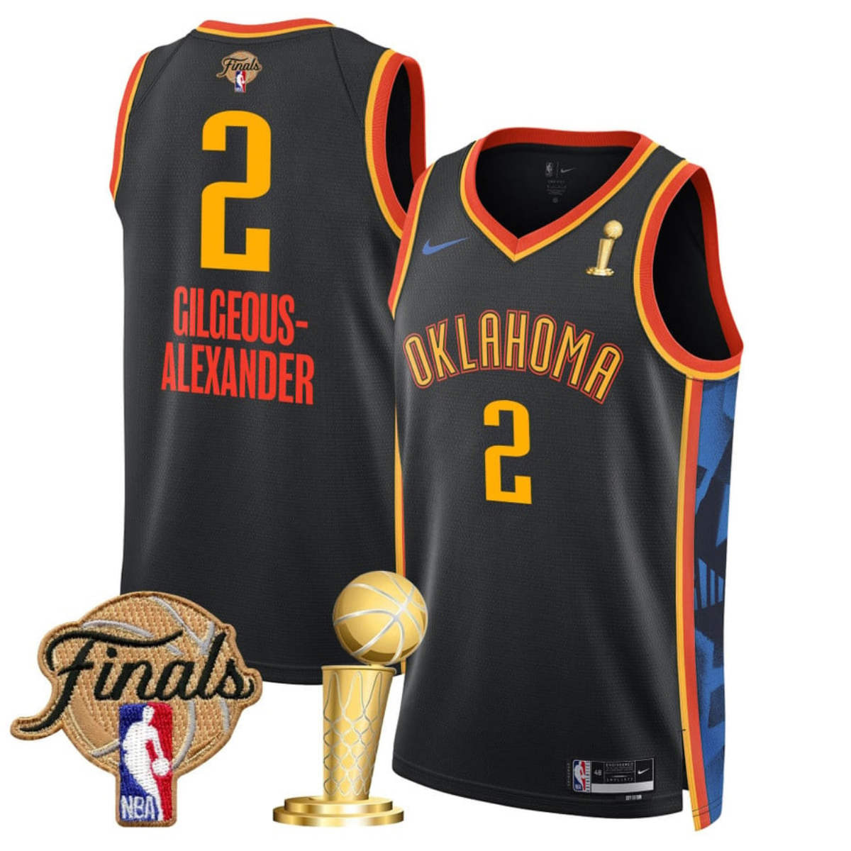 Men's Oklahoma City Thunder #2 Shai Gilgeous-Alexander Black 2025 Finals Champions City Edition Stitched Basketball Jersey Men's Oklahoma City Thunder #2 Shai Gilgeous-Alexander Black 2025 Finals Champions City Edition Stitched Basketball Jersey