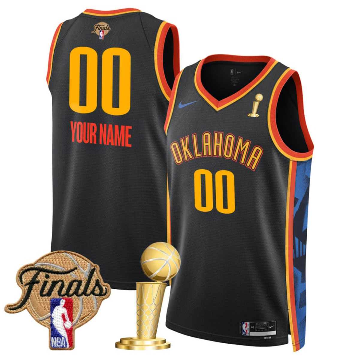 Men's Oklahoma City Thunder Active Player Custom Black 2025 Finals Champions City Edition Stitched Basketball Jersey
