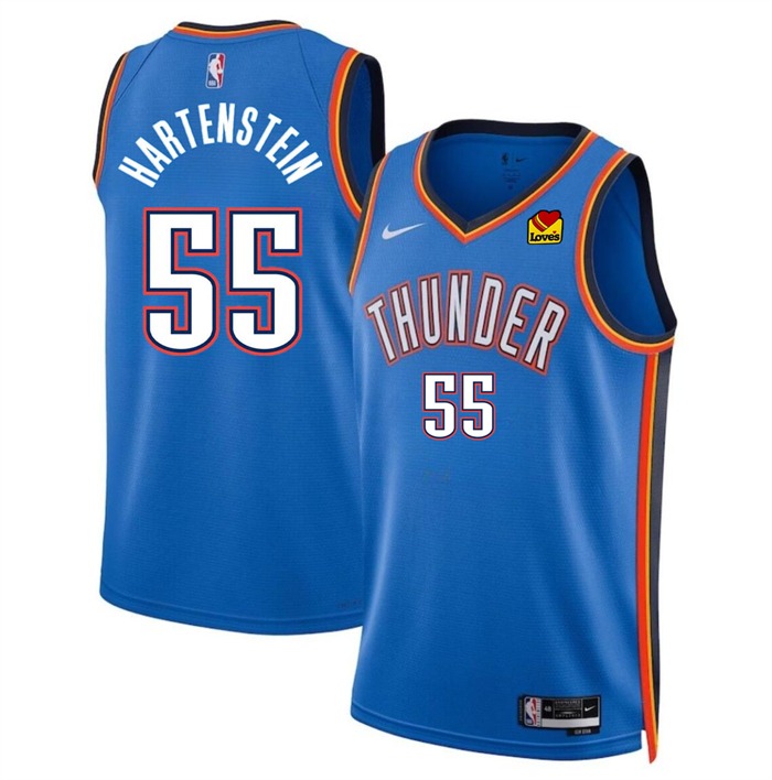 Men's Oklahoma City Thunder #55 Isaiah Hartenstein Blue Icon Edition Stitched Basketball Jersey Men's Oklahoma City Thunder #55 Isaiah Hartenstein Blue Icon Edition Stitched Basketball Jersey